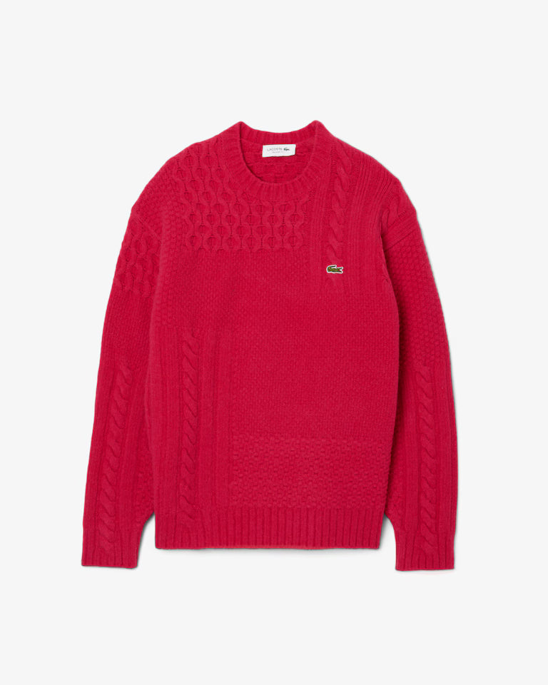 Pull relaxed fit laine effet patchwork