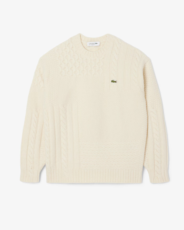 Pull relaxed fit laine effet patchwork